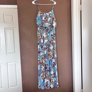 NAIF Tropical Floral Maxi Dress - Blue, Purple, and White